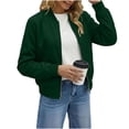 thumbnail image 4 of Dezsed Women's Casual Zip Up Bomber Jacket Lightweight Long Sleeve Windbreaker Coat Thin Sports Outerwear Spring Fall Clothes with Pockets Green M, 4 of 6
