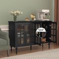 thumbnail image 4 of HLR 47.6" Modern Vintage Sideboards Buffet Cabinet with 4 Lattice Glass Door, Black, 4 of 7