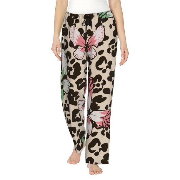 Balery Leopard Dots Pantalones de pijama para mujer, pijamas ultraligeros, pantalones de estar por casa-Medium