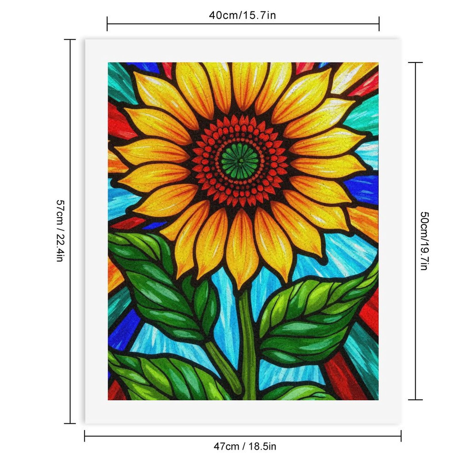Paint by Numbers Kit for Adults, Sunflower Stained Glass Art Paint by Numbers, Easy Paint by Numbers Kit for Adults Beginner, DIY Adult Paint by Number Kits on Canvas, Home Decor