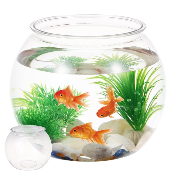 OUNONA Small Plastic Fish Tank Desktop Aquarium Clear Fish Bowl Durable and Portable