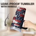 thumbnail image 5 of Double Wall 20oz Stainless Steel Tumbler With Handle Leak Proof Geometric Print Insulated Travel Coffee Cup With Straw, 5 of 5