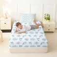 thumbnail image 4 of spefrowx Cute Bow Seashell Twin Sheets for Kids, Blue Starfish Conch Coastal Bedding, 3-Piece, 1 Flat Sheet, 1 Fitted Sheet and 1 Pillowcase, 4 of 5