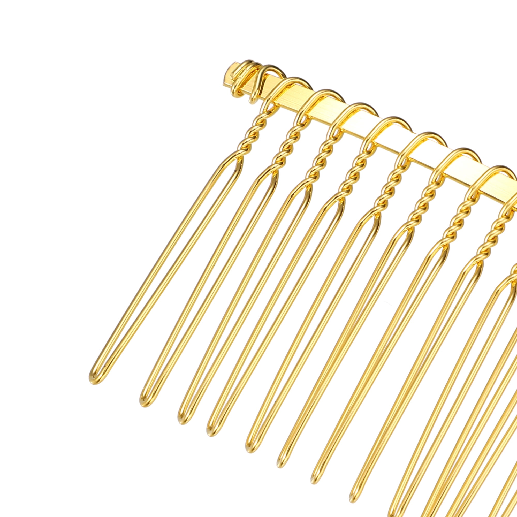 Unique Bargains No Slip Hair Side Combs Accessories 4 Pcs Metal Gold Tone