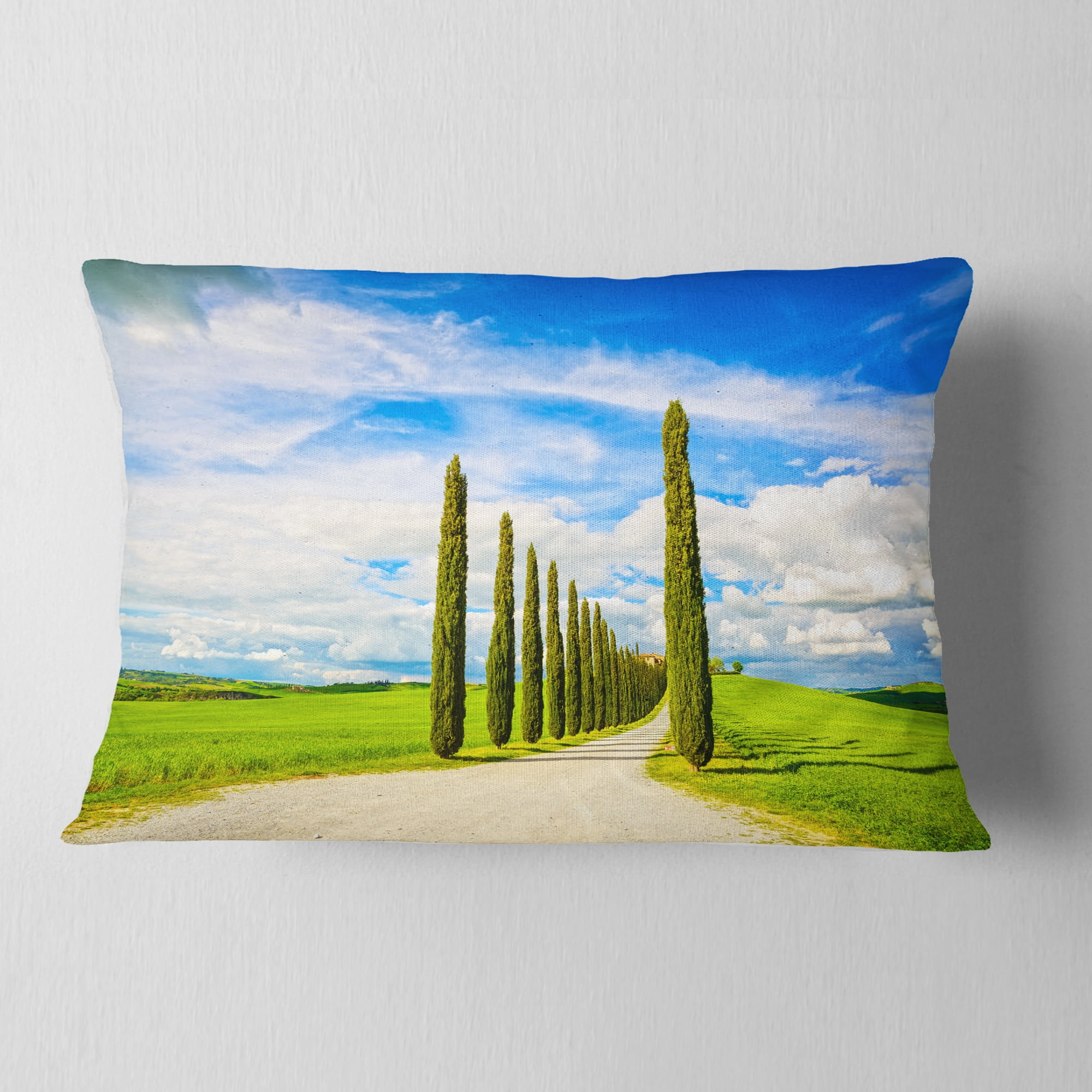 Designart 12" x 20" Blue Polyester Throw Pillow