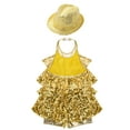 thumbnail image 4 of inhzoy Girls Shiny Sequined Gymnastic Leotard Modern Jazz Latin Ballet Dance Dress Ruffles Tutu Skirts Gold-A 6, 4 of 5