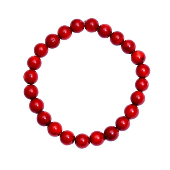 Round Coral Beads Bracelet, Natural Red Coral Bracelet, AAA Coral Birthstone, Elastic Band, Bangle, Christmas Gift, Unisex Jewelry, Gift for Her, Womens Bracelet, Mens Bracelet, Meditation Bracelets