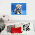 thumbnail image 4 of ONETECH Wall Art Canvas Paintings Decorative Kitten scottish fold breed on blue Framed Artwork for Bedroom Living Room Posters Kitchen Dining Room Home Office can be Hung, 4 of 4