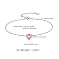 thumbnail image 4 of Beautlace 925 Sterling Silver Heart Charm Bracelet,Adjustable Birthstone Bracelet for Women,7.5" + 2" Extender, 4 of 7