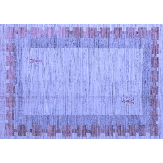 Ahgly Company Machine Washable Indoor Rectangle Abstract Blue Modern Area Rugs, 2' x 4'