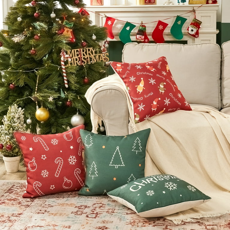 Decorative Christmas Throw Pillows, 16x16 with Pillow Forms