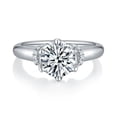 thumbnail image 2 of Oryn Jewelry 14K White Gold Plated Moissanite Ring - 2.1 Ct Round Brilliant Moissanite Ring - Classic Solitaire Ring with Accent Moissanite - Women’s Engagement Wedding Jewelry, 2 of 6