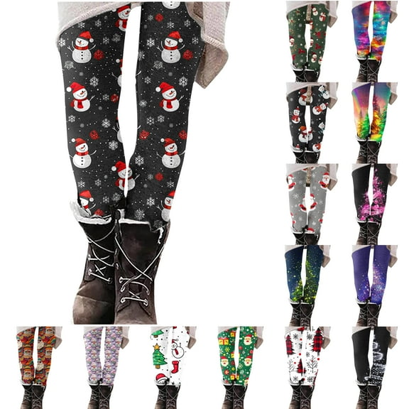 YOIAVAIOY Christmas Pajama Pants Women Santa Claus Print Elastic Waist Soft Comfy Pj Pants Ankle Length Christmas Day Leggings Army Green S