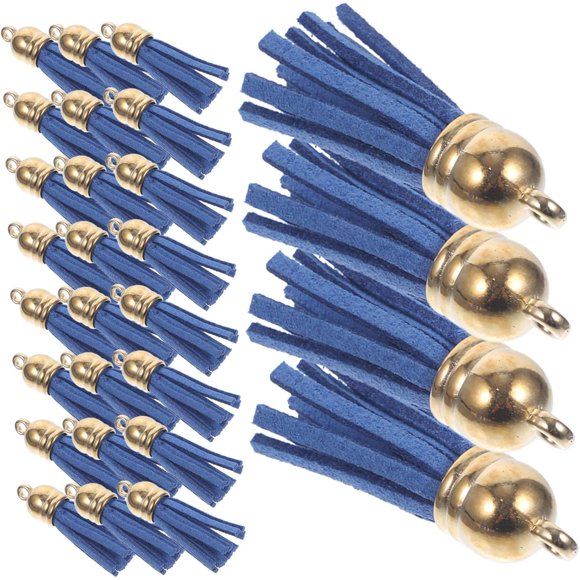 Borlas de Cuero para Manualidades 100 Piezas, Accesorios para Llaveros y Bisutería, Color Azul Marino, Versátiles para Crear Pendientes y Adornos, Adecuado para Bricolaje