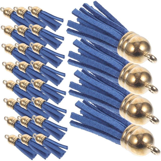 Borlas de Cuero para Manualidades 100 Piezas, Accesorios para Llaveros y Bisutería, Color Azul Marino, Versátiles para Crear Pendientes y Adornos, Adecuado para Bricolaje