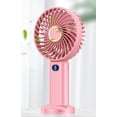 thumbnail image 1 of Ventilador de mano, mini ventilador portátil recargable por USB, pequeño ventilador de bolsillo de 5 velocidades con base rosa, 1 of 5