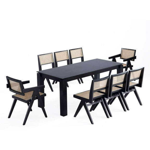 9-Piece Rockaway Dining Set from Solid Wood with 8 Hamlet Side and Arm Chairs