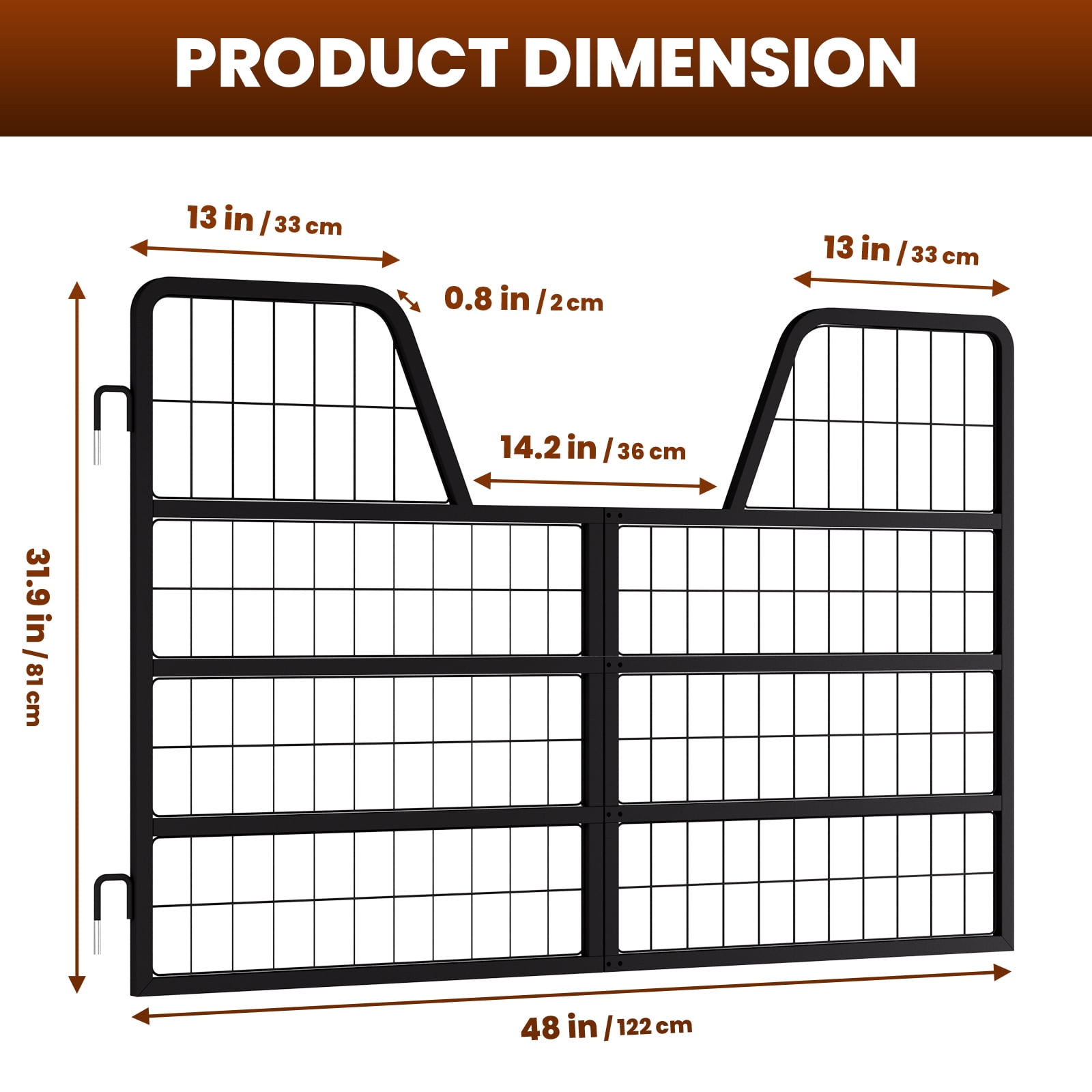 Horse Stall Door featuring 48" W x 31.9" H, Horse Stall Gate showcasing Heavy-Duty Thick Steel Frame, Horse Stall Guard having Yoke Design, Fits Standard Barn Doorways