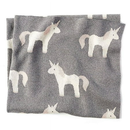 UPC: 0718540526880 | Mud Pie Knit Unicorn Receiving Blanket in Grey