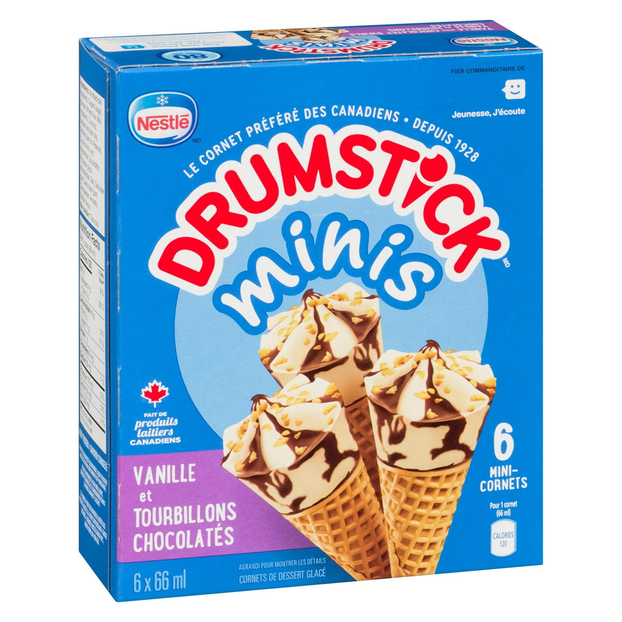 NESTLÉ® DRUMSTICK® Minis Vanilla with Chocolatey Swirl Frozen Dessert Cones