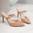 thumbnail image 5 of hoksml Pointed Toe Mule Heels for Women, Double Strap Rhinestone Stiletto Slip On High Heel Dress Sandals, 5 of 9