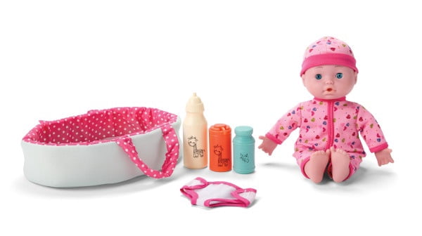 Kidoozie Just Imagine Cuddle & Carry Playset – 12” Soft Baby Doll with Carrier, Bottles & Diaper – Ages 2 Years+