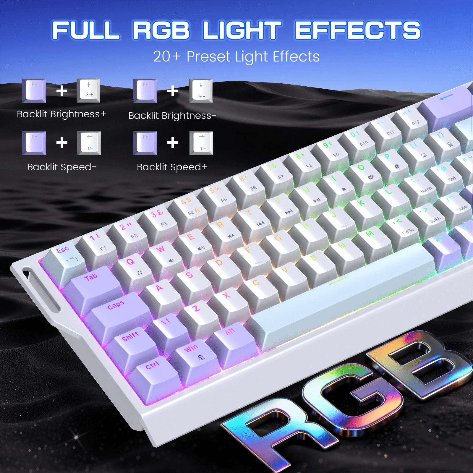 MAGIC-REFINER X68 HE Wired 60% Hall Effect Rapid Trigger Mechanical RGB Gaming Keyboard with 8K Polling,0.04mm RT Accuracy,Magnetic Switch,Adjustable Actuation,Snap Tap for PC Mac Esport Gamer(White)