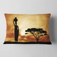 thumbnail image 2 of Designart African Woman and Lonely Tree - African Landscape Printed Throw Pillow - 12x20, 2 of 5