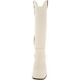 thumbnail image 3 of Sam Edelman Britten Ivory Squared Toe Block Heel Leather Knee High Western Boots (Ivory, 9), 3 of 3