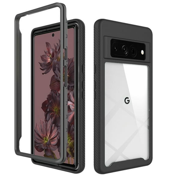 Phone Case for Google Pixel 7 Clear Dual Layer Rugged Bumper Frame Heavy Duty Hybrid Shockproof Rubber TPU Full Body Defender Cover for Pixel 7 - Black