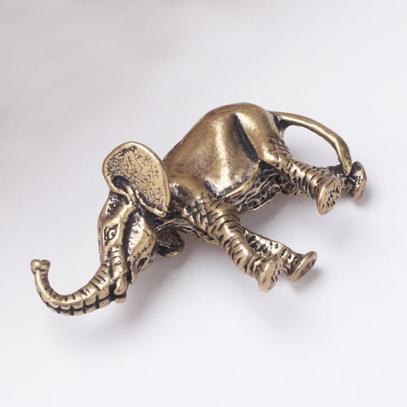 OFFIGAM 2Pcs Vintage Copper Elephant Figurines for Home Decor, Indoor Decorative Statues, Unique Animal Collectibles