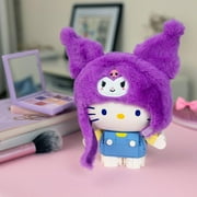 Brickcraft Hello Kitty and Friends Kuromi Fluffy Fit Building Kit (239-Piece Set), Sanrio Character Brick Toy with Fluffy Hood Accessory, Collectible Display Figure