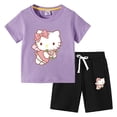 thumbnail image 3 of Conjunto de camiseta de manga corta para niños de Hello Kitty, ropa de algodón para bebés, pantalones cortos de media manga para niños y niñas, traje de dos piezas, 3 of 5
