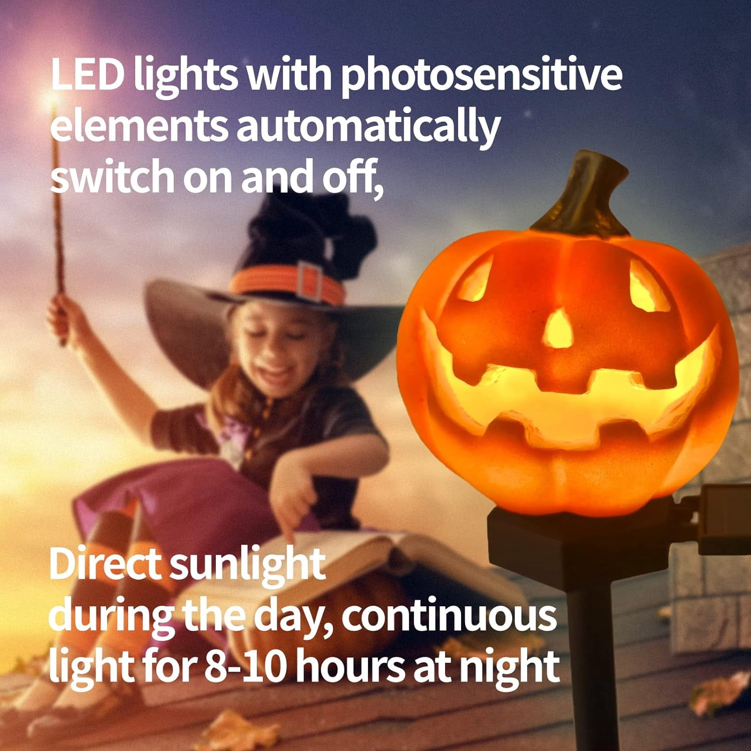 2 Pcs Halloween Solar Pumpkin Stake Lights Outdoor Halloween Pumpkin Pathway Lights Decorations Waterproof Pumpkin Stake Lamps for Garden Balcony Yard Lawn Pathway Home Party Decoration