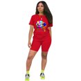 thumbnail image 2 of Akmipoem Women Two Piece Outfits Lips Rainbow Graphic Biker Short Set Workout Summer Tracksuits, 2 of 5