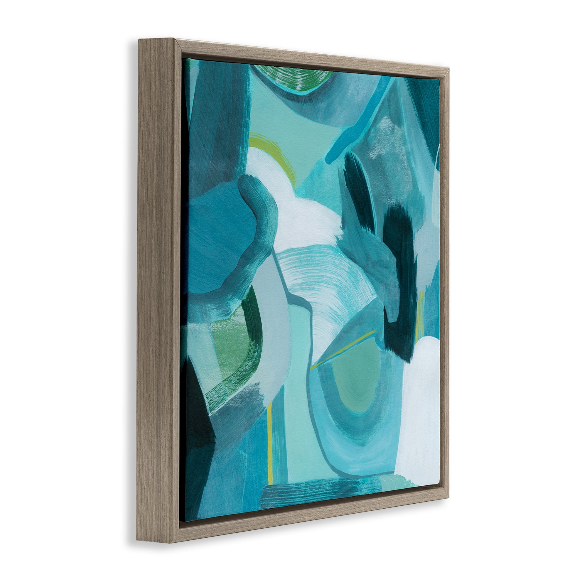 Stupell Industries Dynamic Cascading Shapes Abstract Painting Brown Floater Framed Canvas Art Print Wall Art, 18 x 18