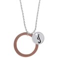 thumbnail image 1 of Delight Jewelry Acrylic 1 1/2" Ring Rose Goldtone Silvertone Script Initial Disc - J - Charm Necklace, 20"+3", 1 of 4