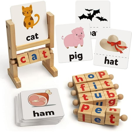 Wooden Reading Blocks Short Vowel Rods Spelling Games, Flash Cards Turning  Rotating Letter Puzzle for Kids, Sight Words Montessori Spinning Alphabet  Learning Toy for Preschool Boys Girls | Walmart Canada