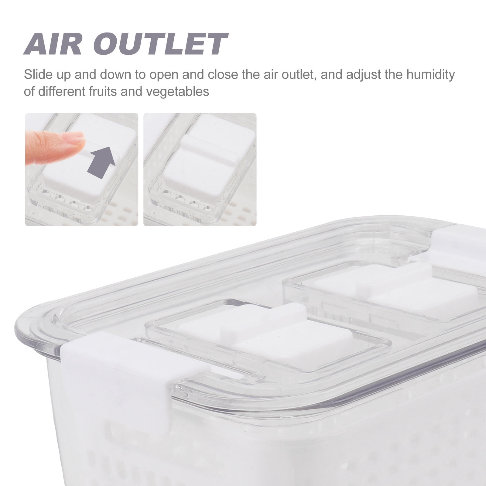 BESTYASH 3-Piece Vegetable Keeping Boxes White Plastic Fridge Produce Drain Trays for Kitchen Storage