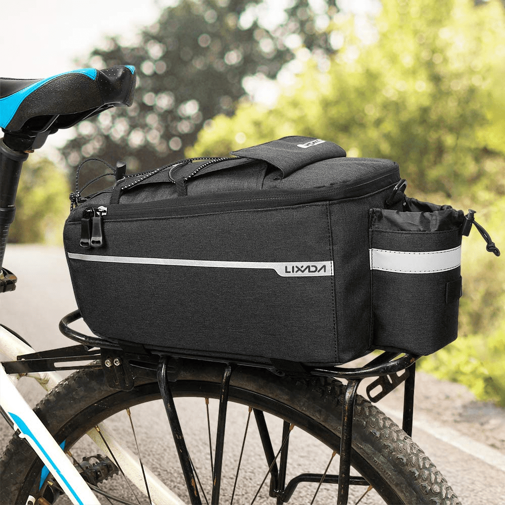 Bicycle Bag Insulated Trunk Cooler Pack Cycling Bicycle Rear Rack Storage Luggage Pouch Reflective MTB Bike Pannier Shoulder Bag Black Gray Walmart