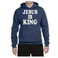 thumbnail image 2 of Jesus Is King Bible Scripture | Mens Christian Hooded Sweatshirt Graphic Hoodie, Vintage Heather Navy, Small, 2 of 3