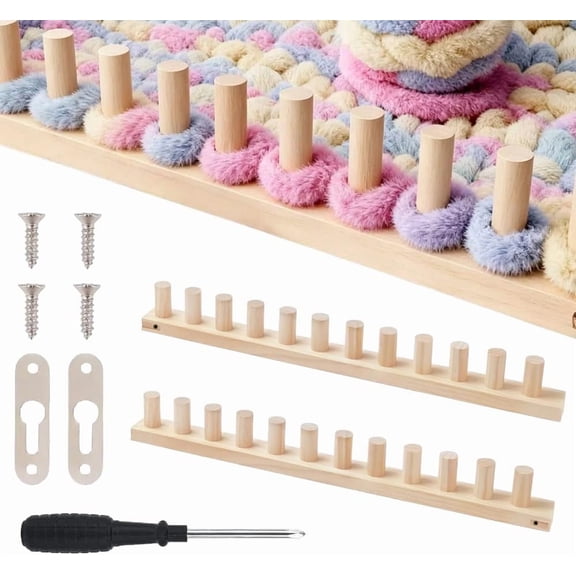 Yarniss 47" Chunky Blanket Loom Kit, Wooden Knitting Loom Frame for Hand, Thick Yarn Knitting Tools for Beginner 2 Packs