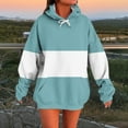 thumbnail image 2 of XIAONU Womens Hoodies Pleasure Striped Color-Blocked Drawstring Hoodie Baggy Kangaroo Pocket Long-Sleeved Pullover Sweatshirt, 2 of 6