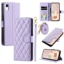 Mantto for iPhone XR Wallet Case with Detachable Wrist Strap & Shoulder Strap,Shockproof Luxury PU Leather Purse Credit Card Slots Magnetic Flip Kickstand Crossbody Phone Case, Purple