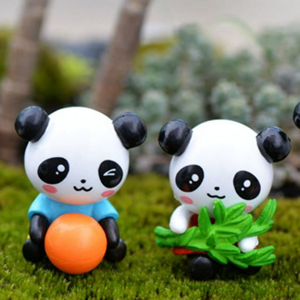 8 Pièces Miniatures Jardin Ornement Animaux Mignon Panda Mini
