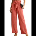thumbnail image 1 of Pantalones Anchos para Mujer con Bolsillos, Cintura Alta, Nudo Ajustable, Holgados, Informales, para Trabajo y Negocios. Rojo XXL, 1 of 6