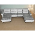 thumbnail image 3 of Stendmar Modern Grey Microfiber Sectional Couch Sofa Set S6839RG, 3 of 5
