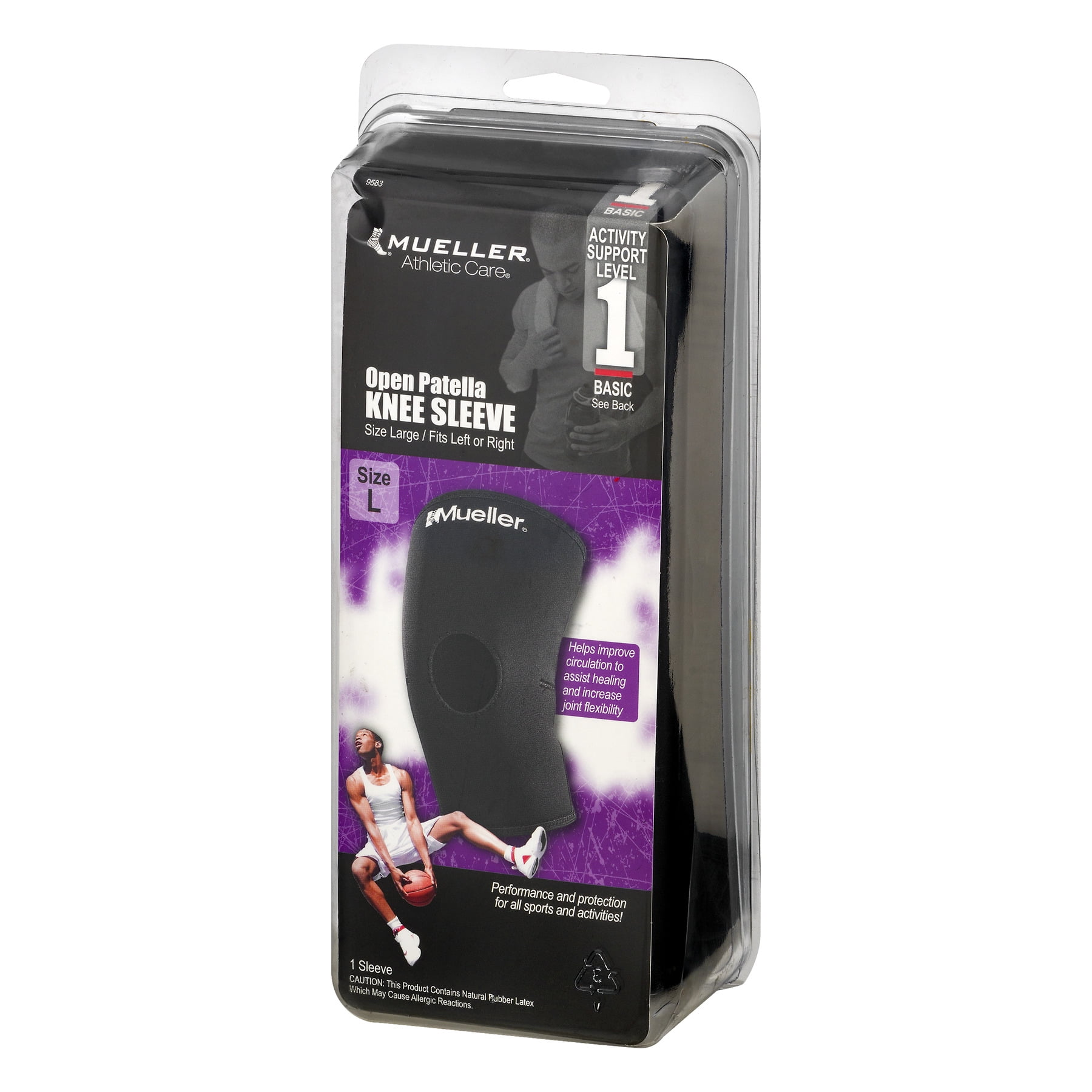 Mueller Open Patella Knee Sleeve, Large. Unisex, Black
