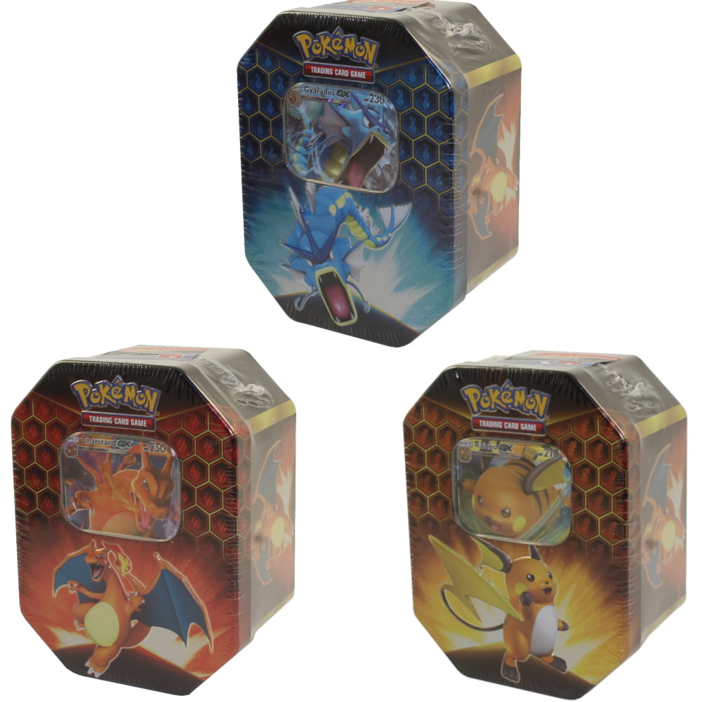 Pokemon Hidden Fates Collector's Tin Set of 3 Sealed Charizard,Gyarados & Raichu 