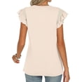 thumbnail image 5 of OSOLU Women Solid Color Summer New Ruffle Edged Fashion Sweet Fresh Versatile Tops T-Shirt Tee Comfort Dailywear, 5 of 8